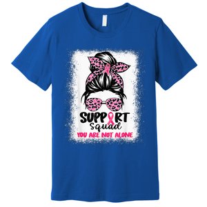 Support Squad Messy Bun Pink Warrior Breast Cancer Awareness Premium T-Shirt