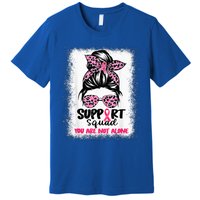 Support Squad Messy Bun Pink Warrior Breast Cancer Awareness Premium T-Shirt