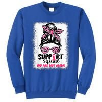 Support Squad Messy Bun Pink Warrior Breast Cancer Awareness Tall Sweatshirt