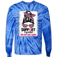 Support Squad Messy Bun Pink Warrior Breast Cancer Awareness Tie-Dye Long Sleeve Shirt