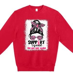 Support Squad Messy Bun Pink Warrior Breast Cancer Awareness Premium Crewneck Sweatshirt