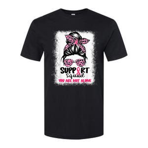 Support Squad Messy Bun Pink Warrior Breast Cancer Awareness Softstyle CVC T-Shirt