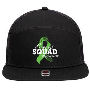 Support Squad Mental Health Awareness Ribbon 7 Panel Mesh Trucker Snapback Hat