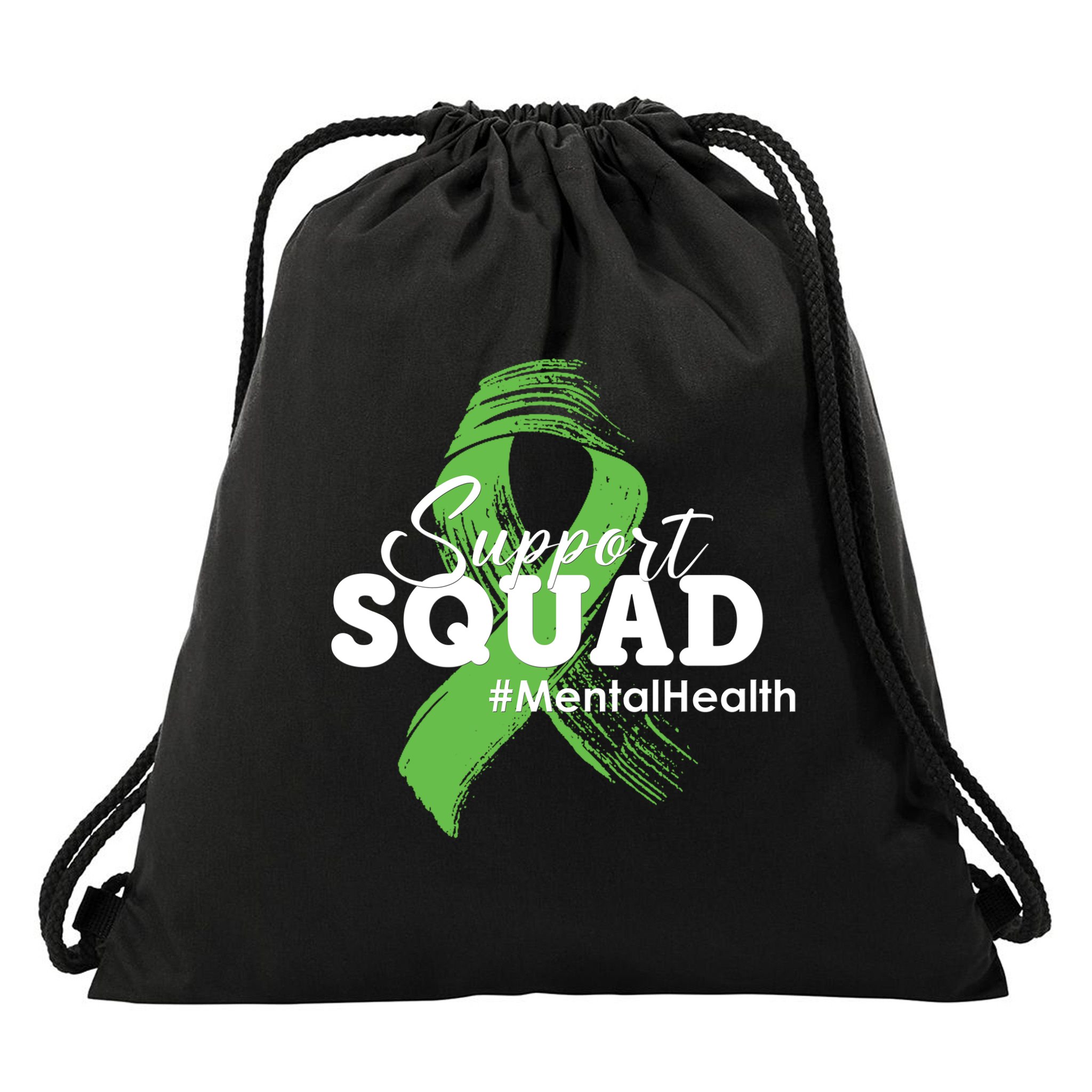 Support Squad Mental Health Awareness Ribbon Drawstring Bag
