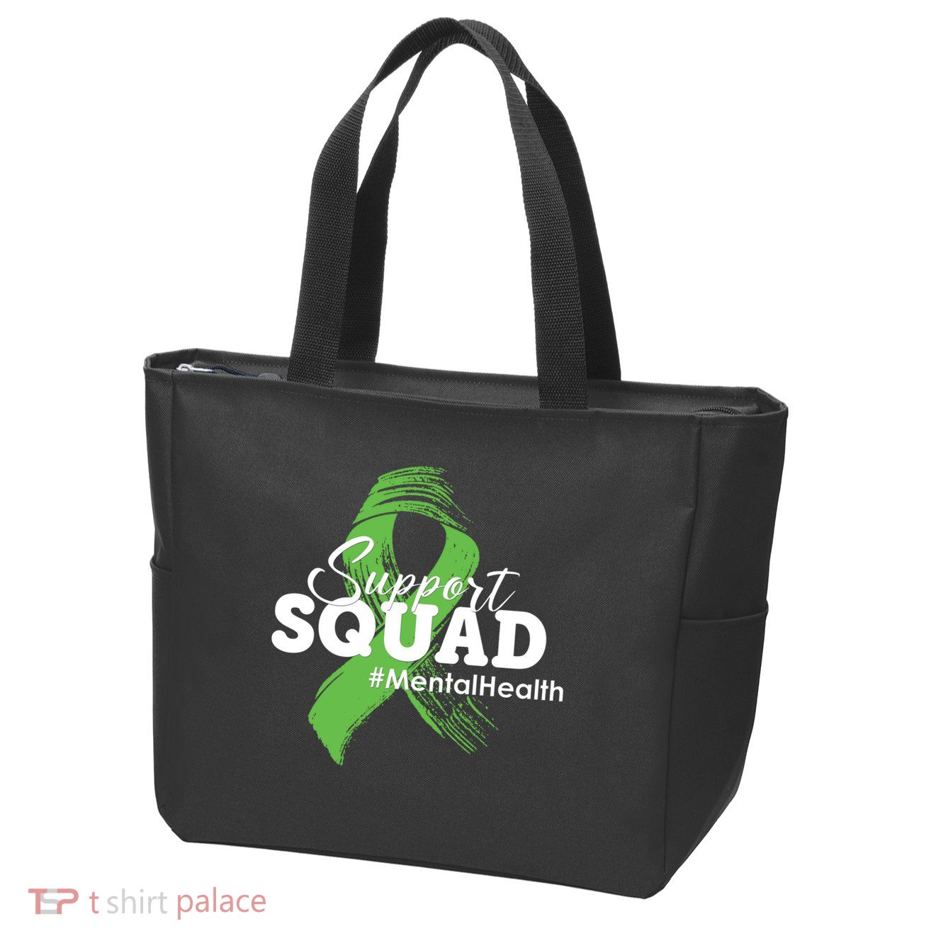 Support Squad Mental Health Awareness Ribbon Zip Tote Bag