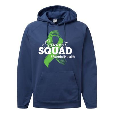 Support Squad Mental Health Awareness Ribbon Performance Fleece Hoodie