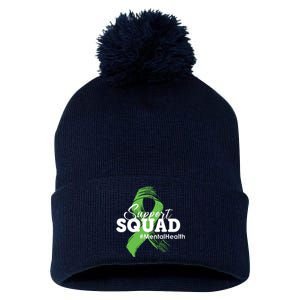 Support Squad Mental Health Awareness Ribbon Pom Pom 12in Knit Beanie