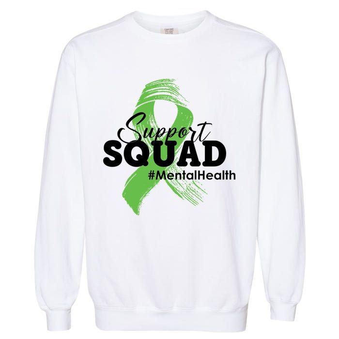 Support Squad Mental Health Awareness Ribbon Garment-Dyed Sweatshirt