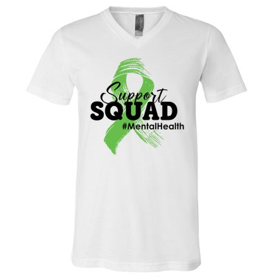 Support Squad Mental Health Awareness Ribbon V-Neck T-Shirt