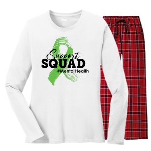 Support Squad Mental Health Awareness Ribbon Women's Long Sleeve Flannel Pajama Set 