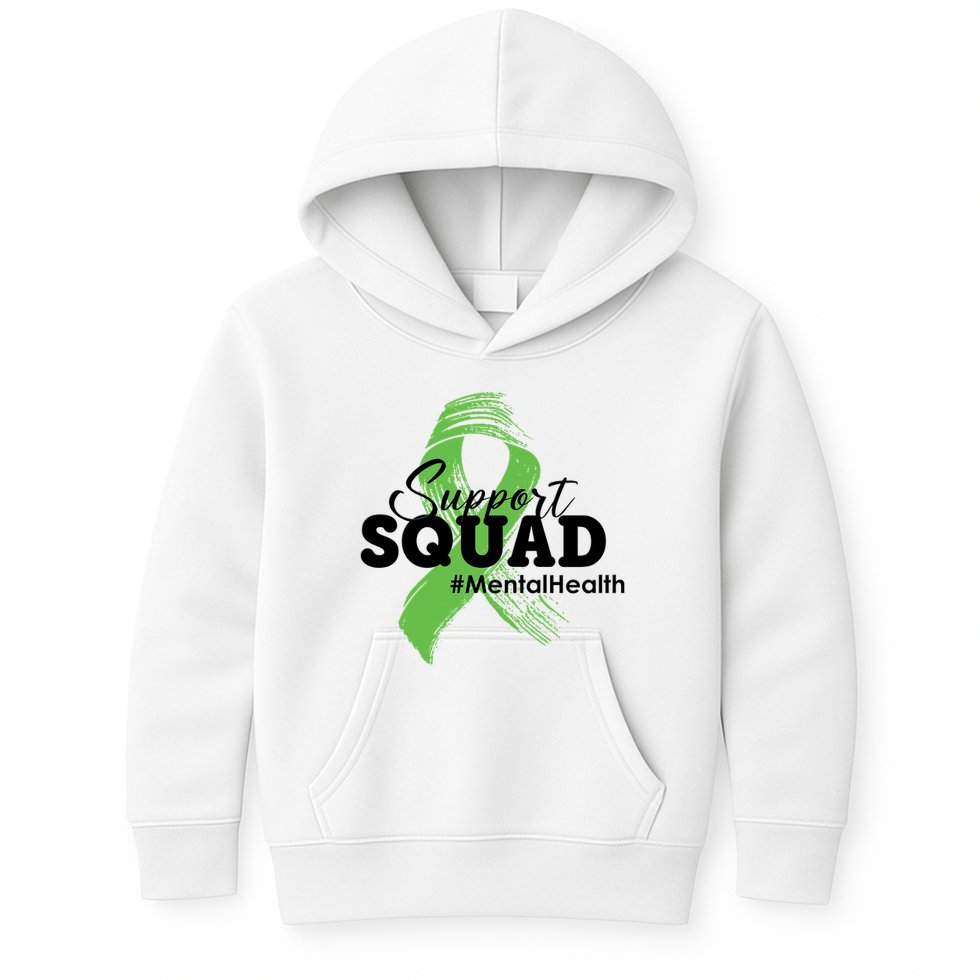 Support Squad Mental Health Awareness Ribbon Kids Hoodie
