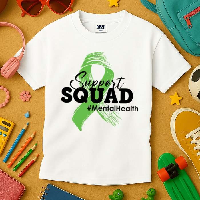 Support Squad Mental Health Awareness Ribbon Kids T-Shirt