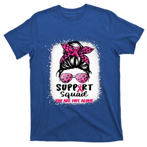 Support Squad Messy Bun Pink Warrior Breast Cancer Awareness T-Shirt