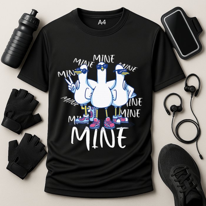 Seagull Saying Mine Funny Pigeon Retro Ocean Life Cooling Performance Crew T-Shirt