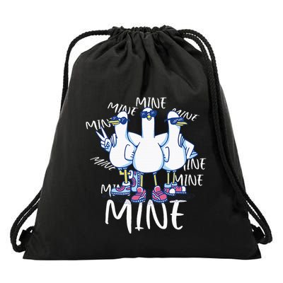 Seagull Saying Mine Funny Pigeon Retro Ocean Life Drawstring Bag