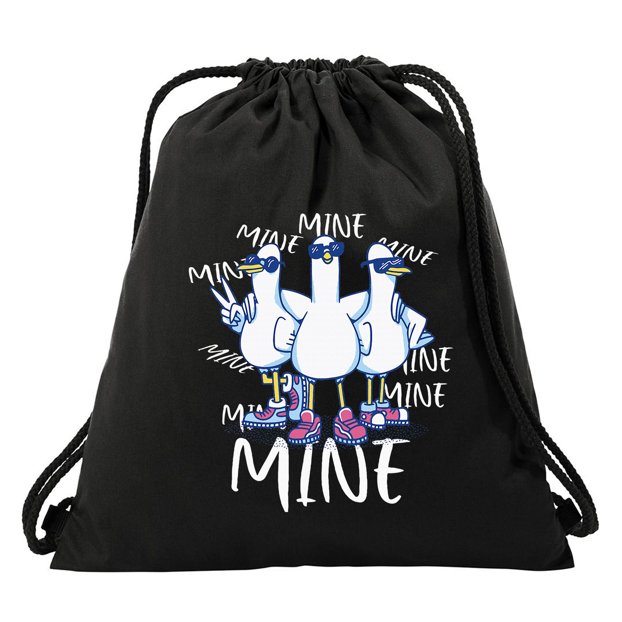 Seagull Saying Mine Funny Pigeon Retro Ocean Life Drawstring Bag