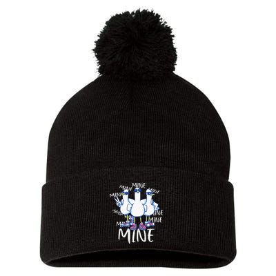 Seagull Saying Mine Funny Pigeon Retro Ocean Life Pom Pom 12in Knit Beanie