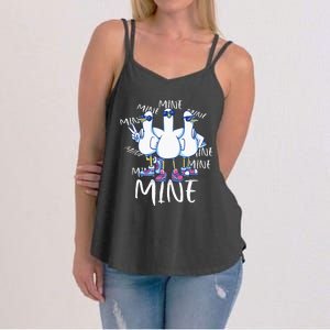 Seagull Saying Mine Funny Pigeon Retro Ocean Life Women's Strappy Tank