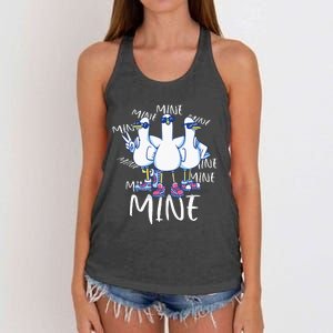 Seagull Saying Mine Funny Pigeon Retro Ocean Life Women's Knotted Racerback Tank