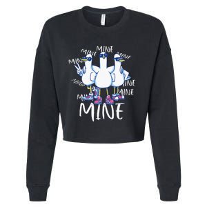 Seagull Saying Mine Funny Pigeon Retro Ocean Life Cropped Pullover Crew