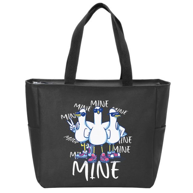 Seagull Saying Mine Funny Pigeon Retro Ocean Life Zip Tote Bag