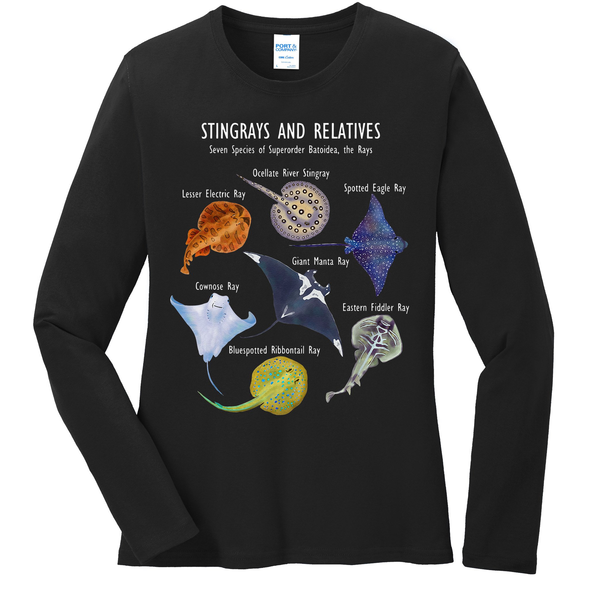 Stingray Species Manta Ray River Stingray And More Ladies Long Sleeve Shirt