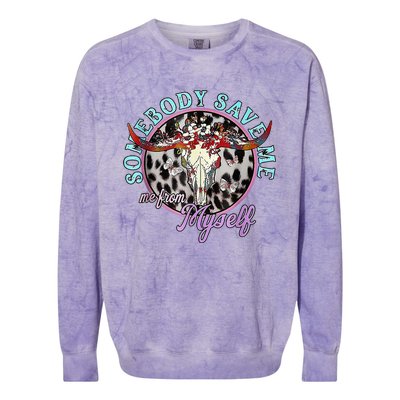 Somebody Save Me Country Music Retro Cowgirl Colorblast Crewneck Sweatshirt