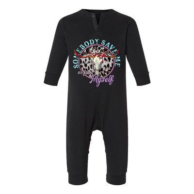 Somebody Save Me Country Music Retro Cowgirl Infant Fleece One Piece