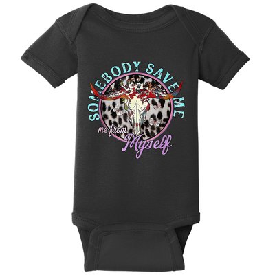 Somebody Save Me Country Music Retro Cowgirl Baby Bodysuit