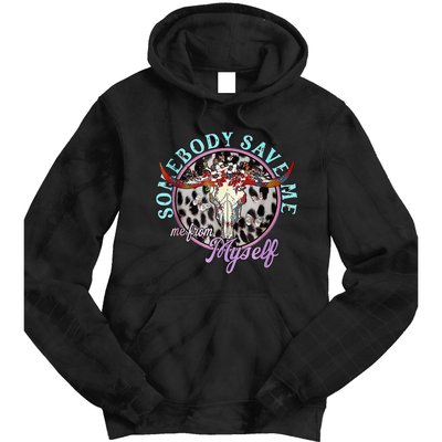 Somebody Save Me Country Music Retro Cowgirl Tie Dye Hoodie