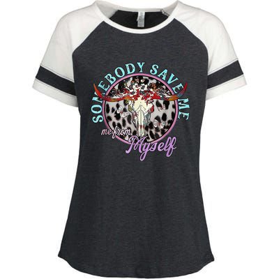 Somebody Save Me Country Music Retro Cowgirl Enza Ladies Jersey Colorblock Tee