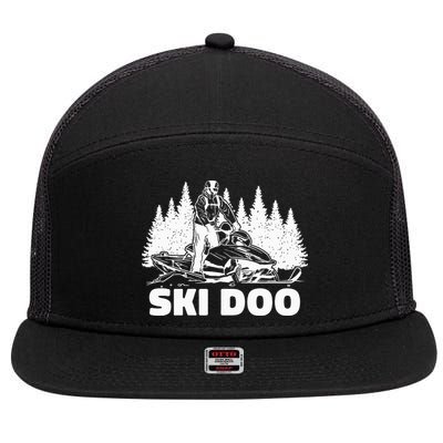 Snowmobiling Snow Machine Snowmobile Ski Doo 7 Panel Mesh Trucker Snapback Hat