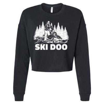 Snowmobiling Snow Machine Snowmobile Ski Doo Cropped Pullover Crew