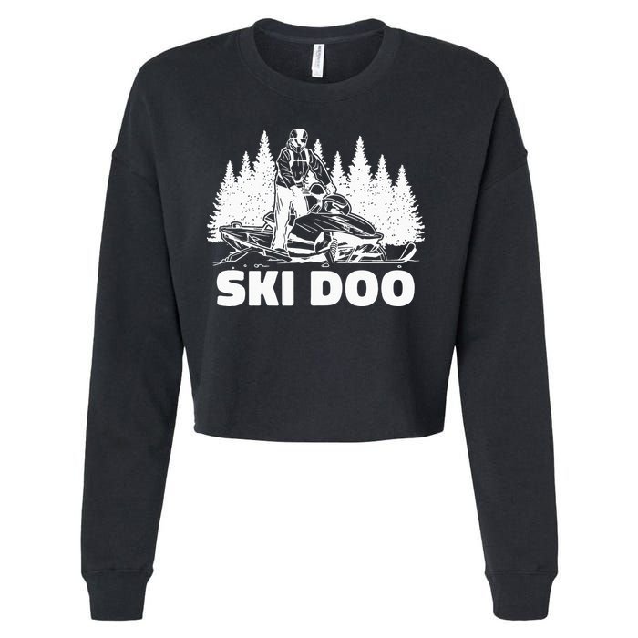 Snowmobiling Snow Machine Snowmobile Ski Doo Cropped Pullover Crew