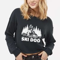 Snowmobiling Snow Machine Snowmobile Ski Doo Cropped Pullover Crew
