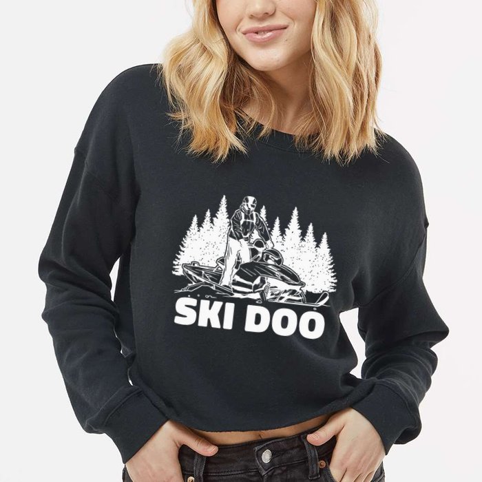 Snowmobiling Snow Machine Snowmobile Ski Doo Cropped Pullover Crew