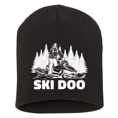 Snowmobiling Snow Machine Snowmobile Ski Doo Short Acrylic Beanie