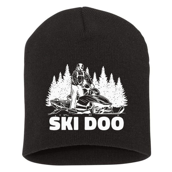 Snowmobiling Snow Machine Snowmobile Ski Doo Short Acrylic Beanie