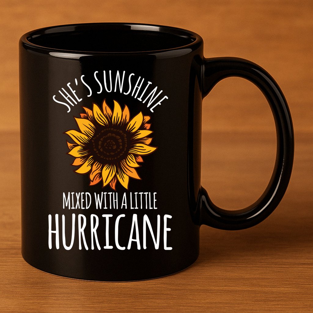 She's Sunshine Mixed With A Little Hurricane Funny Summer Great Gift 11oz C Handle Ceramic Mug