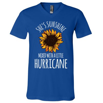 She's Sunshine Mixed With A Little Hurricane Funny Summer Great Gift V-Neck T-Shirt