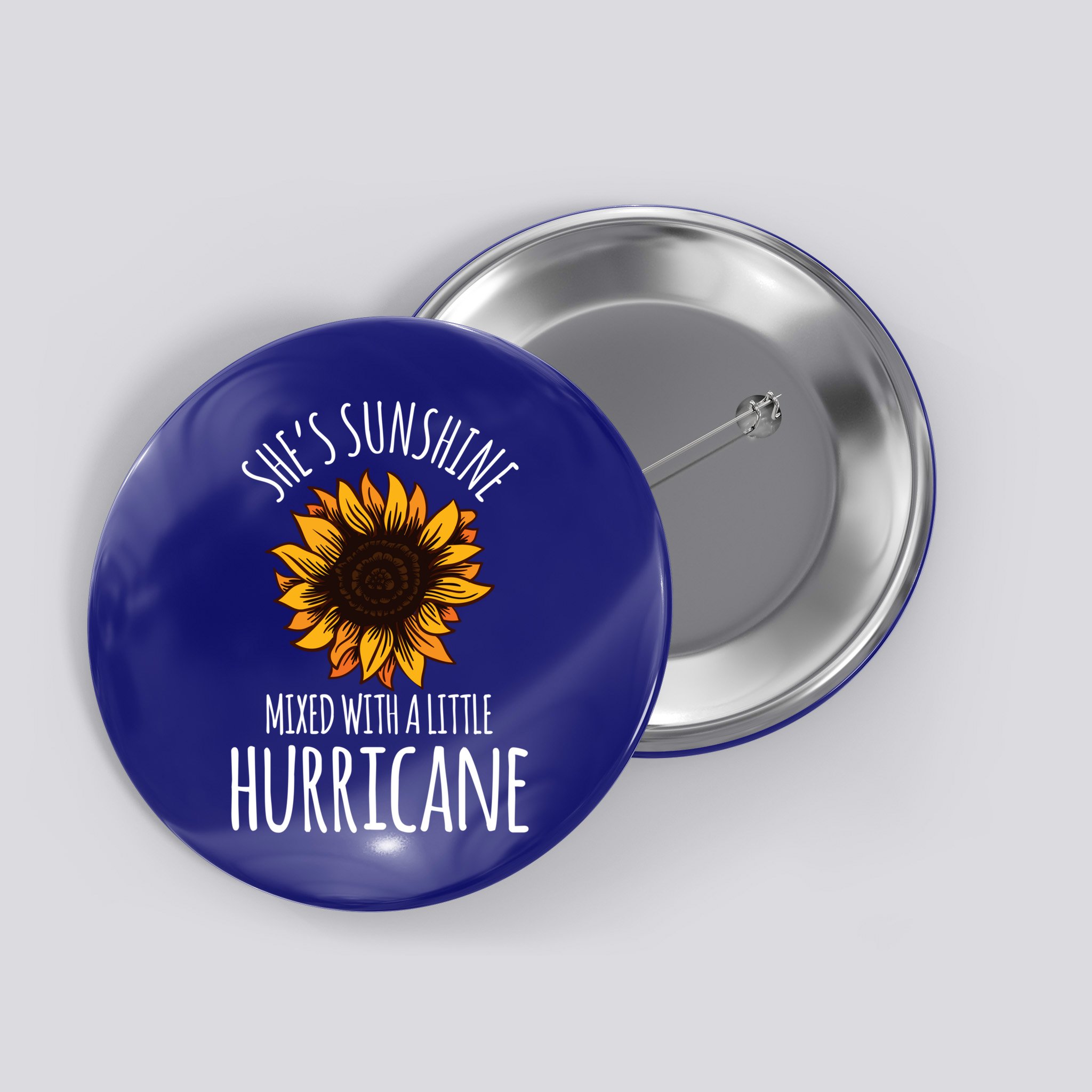 She's Sunshine Mixed With A Little Hurricane Funny Summer Great Gift Button
