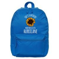 She's Sunshine Mixed With A Little Hurricane Funny Summer Great Gift 16 in Basic Backpack