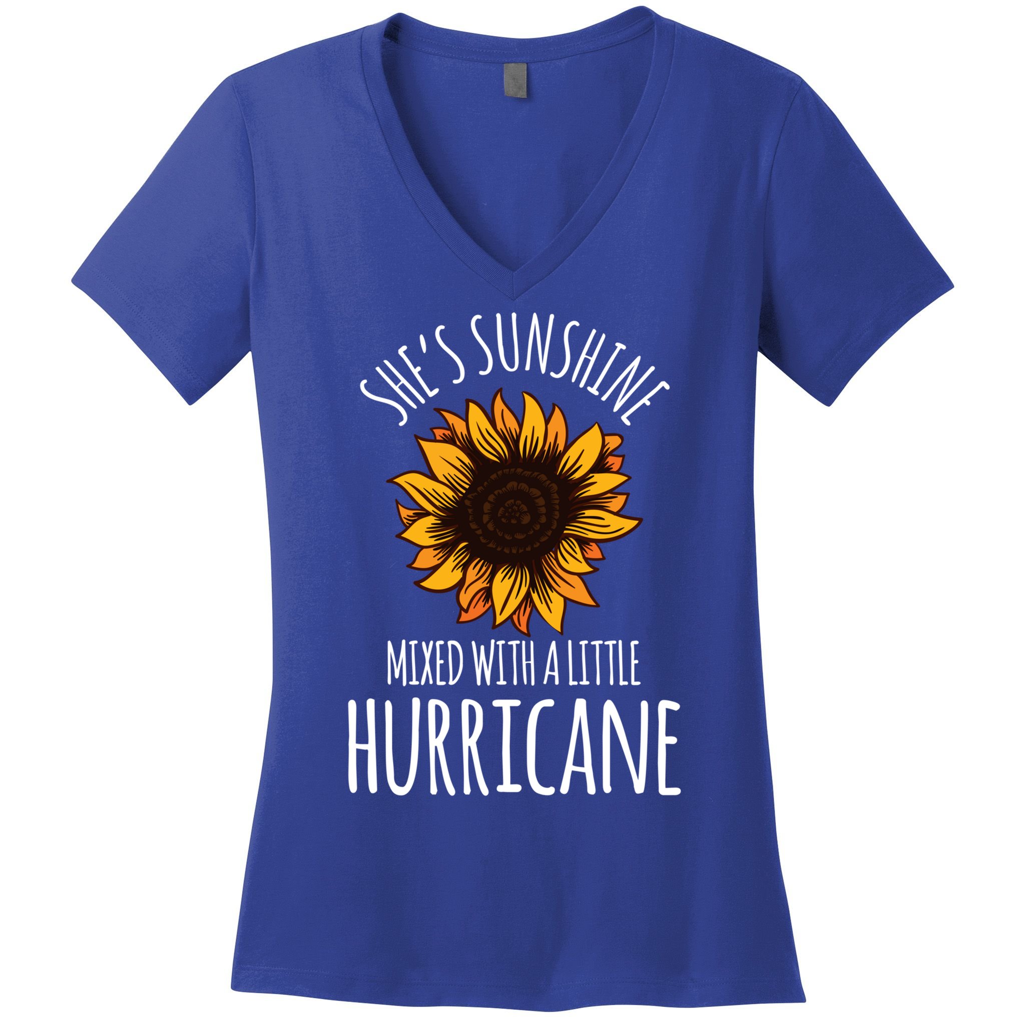 She's Sunshine Mixed With A Little Hurricane Funny Summer Great Gift Women's V-Neck T-Shirt