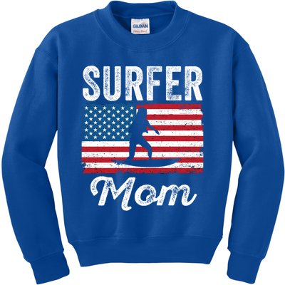 Surfer Surf Mom American Flag Funny Surfing Surfboard Cute Gift Kids Sweatshirt