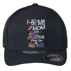 Sagittarius Sign Mom With Tattoos Pretty Eyes Thick Thighs Gift Flexfit Unipanel Trucker Cap