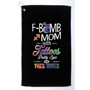 Sagittarius Sign Mom With Tattoos Pretty Eyes Thick Thighs Gift Platinum Collection Golf Towel