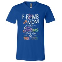 Sagittarius Sign Mom With Tattoos Pretty Eyes Thick Thighs Gift V-Neck T-Shirt