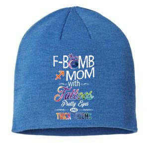 Sagittarius Sign Mom With Tattoos Pretty Eyes Thick Thighs Gift Sustainable Beanie