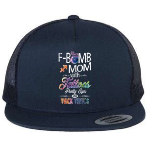 Sagittarius Sign Mom With Tattoos Pretty Eyes Thick Thighs Gift Flat Bill Trucker Hat