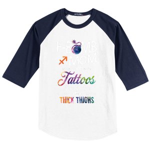 Sagittarius Sign Mom With Tattoos Pretty Eyes Thick Thighs Gift Baseball Sleeve Shirt